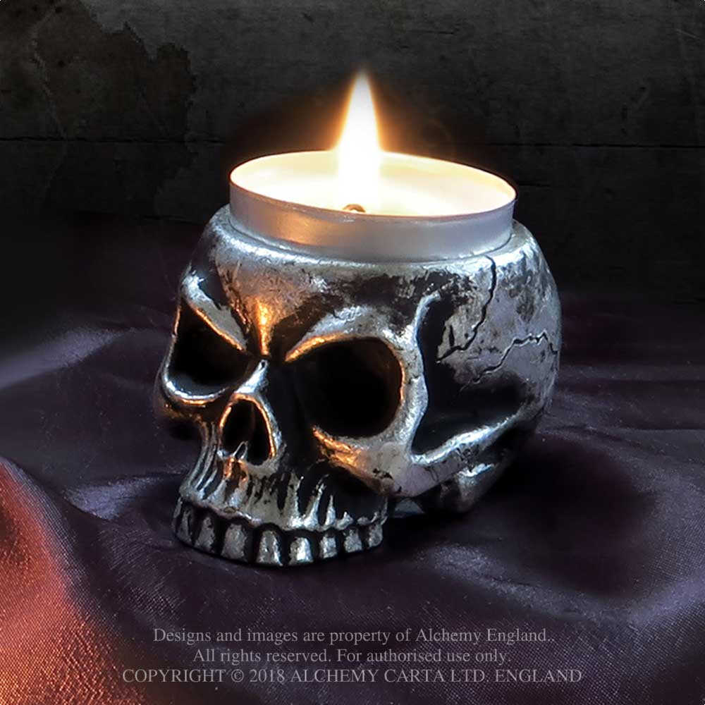 Alchemy - SKULL Teelichthalter - Silberfarben